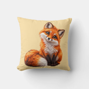 Joli Coussin de Lancer de Renard Rouge Crème Chaud