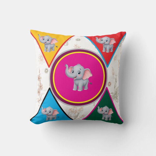 Joli Coussin de Lancer Géométrique d'Éléphant pour (Recto)