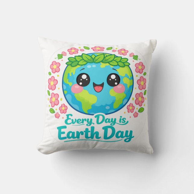 Joli Coussin de Lancer pour la Journée de la Terre (Recto)