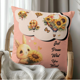 Joli Coussin de Lapin avec Tournesol