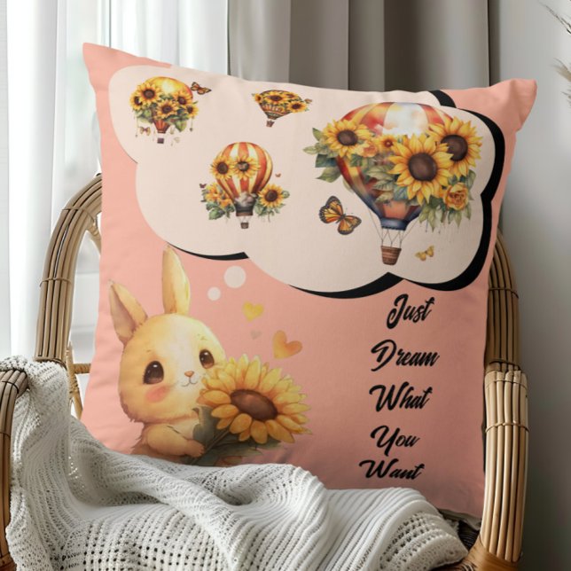 Joli Coussin de Lapin avec Tournesol (Créateur téléchargé)