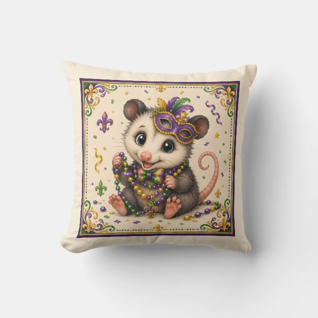 Joli Coussin de L'Opossum de la Nouvelle-Orléans (Recto)
