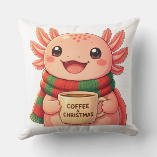 Joli coussin de Noël à lancer avec café axolotl