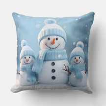 Joli Coussin de Noël en forme de Bonhomme de Neige