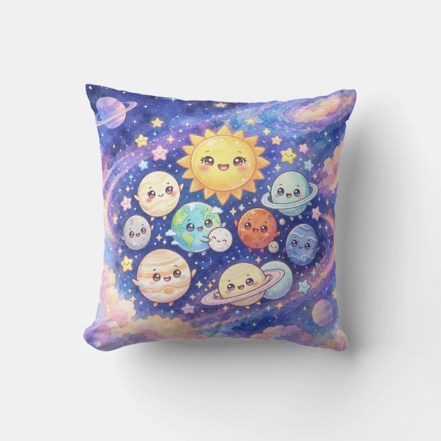 Joli Coussin Décoratif du Système Solaire et du So (Recto)