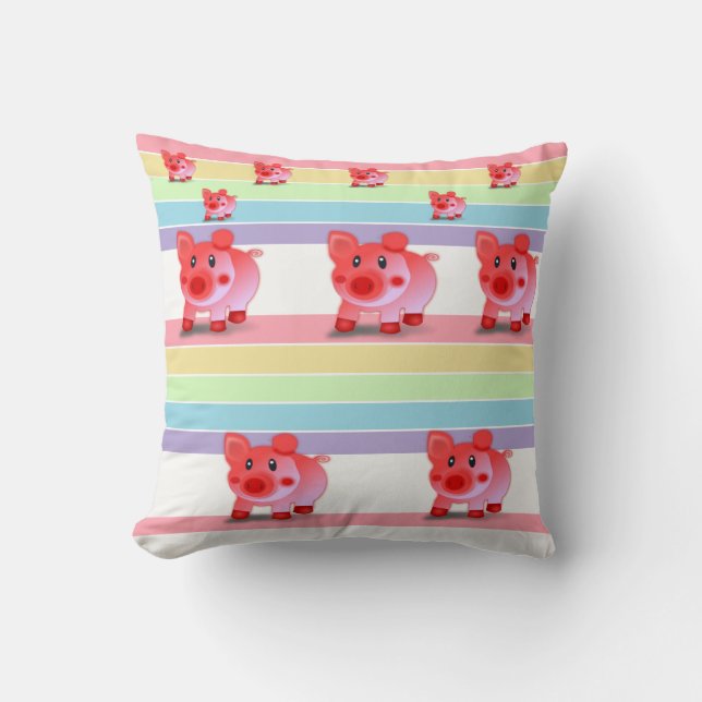 Joli coussin décoratif en forme de cochon rose  (Recto)