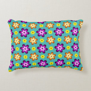 Joli Coussin Décoratif Fleurs Rétro Colorées