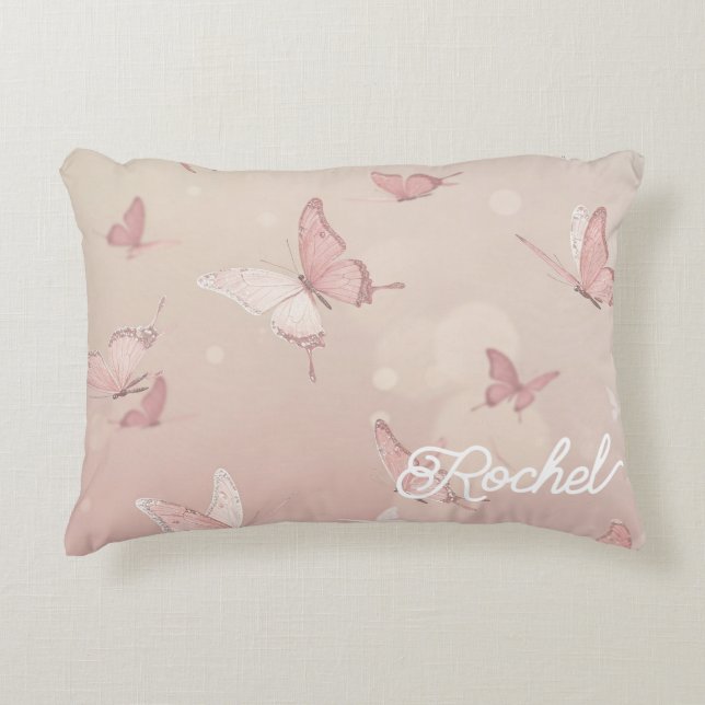 Joli coussin décoratif papillon rose pour bas mitz (Devant)