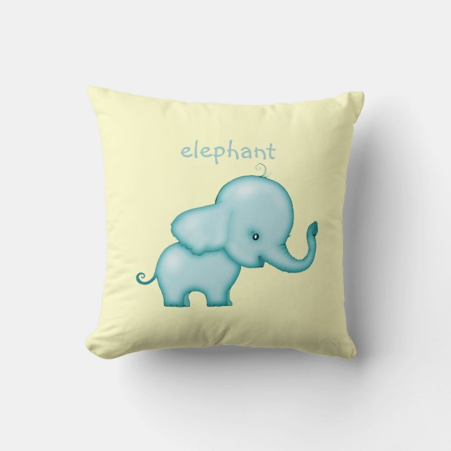 Joli Coussin Éléphant pour la Nurserie ou la Chamb (Recto)