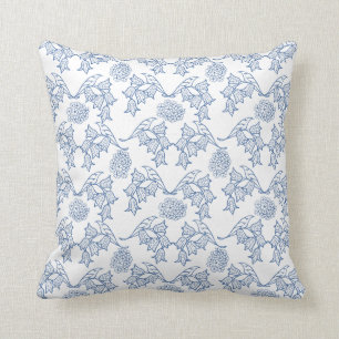 Joli coussin ethnique d'impression florale de bleu