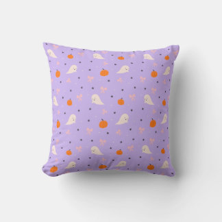 Joli Coussin Halloween Violet à Motif de Fantôme