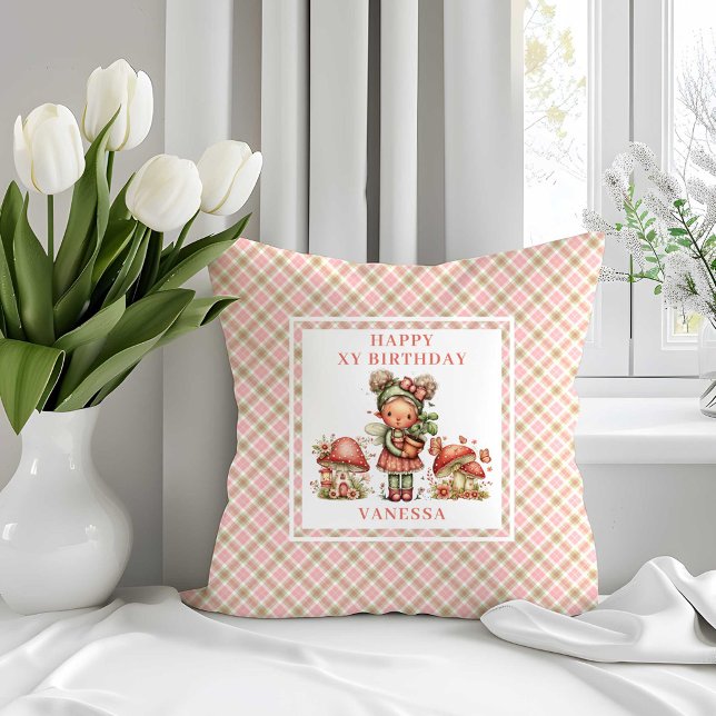Joli coussin jeté rose pastel pour la 2e fête d'an (Cute Fairy 2nd Birthday Pastel Pink Throw Pillow)