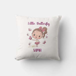 Joli Coussin Personnalisé Fille Papillon - Cu