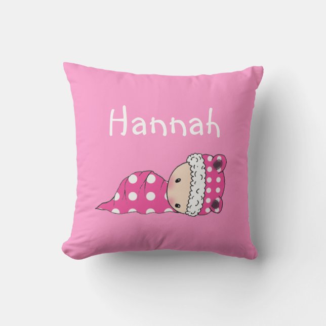 Joli Coussin Personnalisé Pour Bébé Fille (Recto)