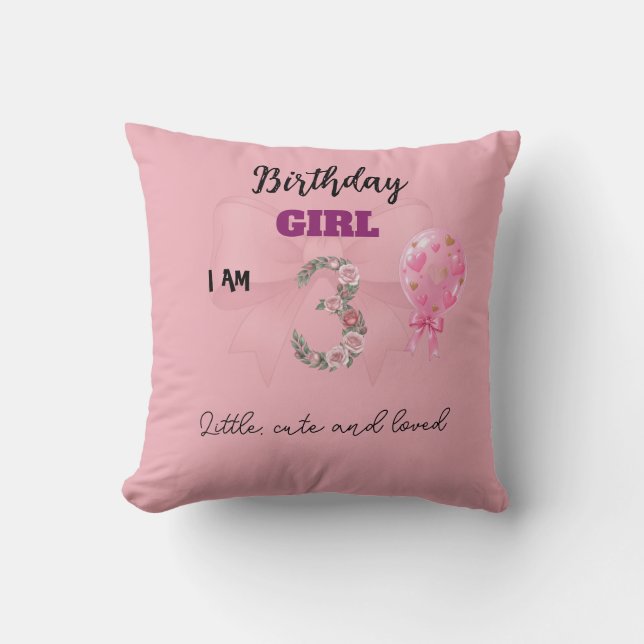 Joli Coussin pour les 3 ans d'une Fille  (Recto)