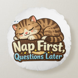Joli Coussin Rond de Chat Endormi – Faire la Siest