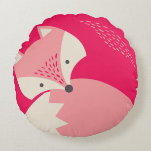 Joli Coussin rond de dessin de Fox rose pour enfan