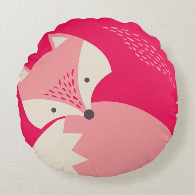 Joli Coussin rond de dessin de Fox rose pour enfan (Devant)