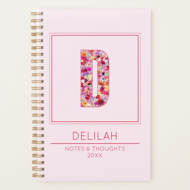 Joli D Monogrammé Floral Rose Féminin (Devant)