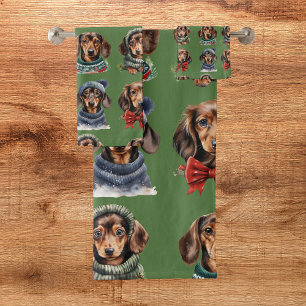 Joli Dachshund de Noël vert