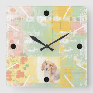Joli dachshund pastel horloge murale