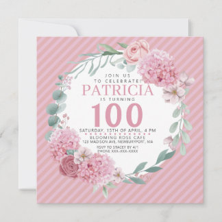 Joli Dans Rose Floral Invitation Anniversaire