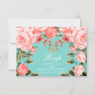 Joli design floral Turquoise et corail - RSVP