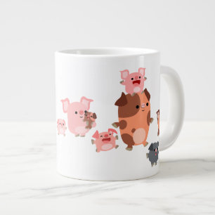 Joli dessin de la famille de cochon Jumbo Mug