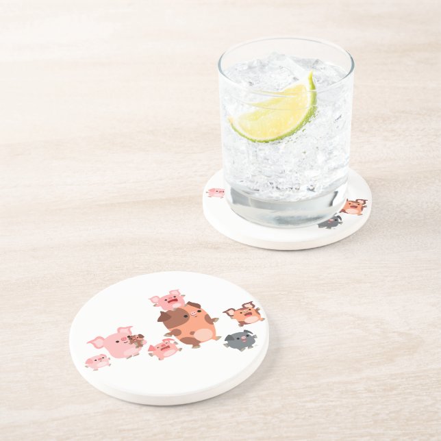 Joli Dessous de verre de la famille de cochon de d (Côté)