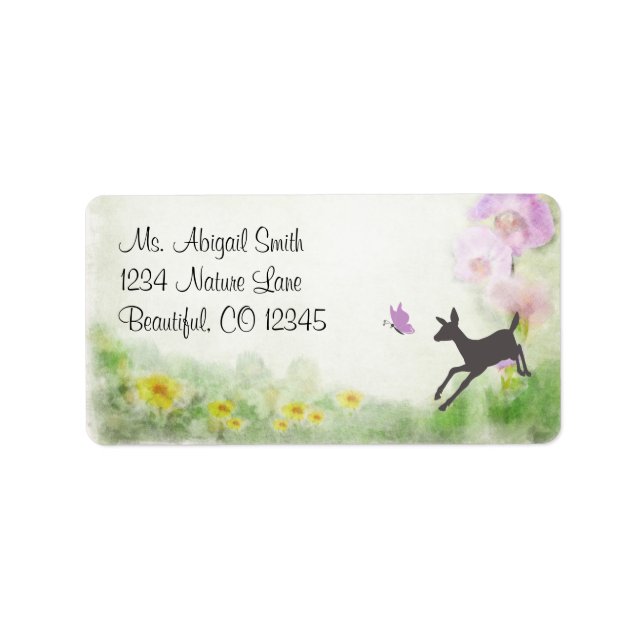 Joli Doe et Étiquette de adresse de cerfs papillon (Devant)
