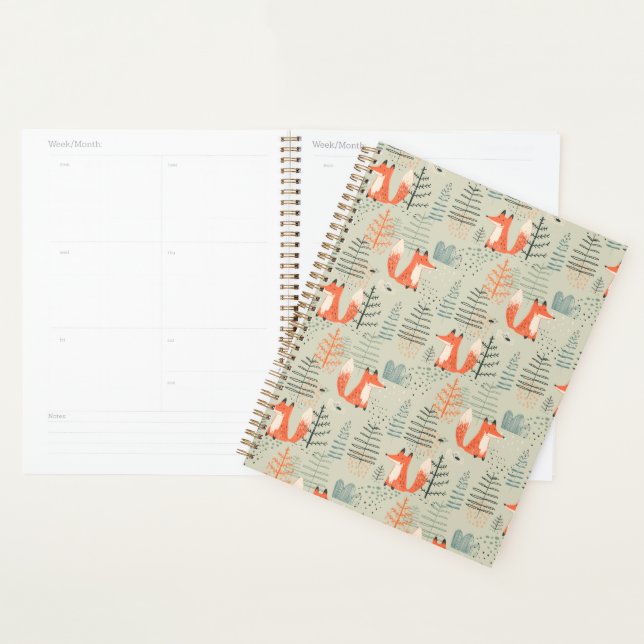 Joli Doodle Fox Forest Motif de bois (Devant avec enveloppe)