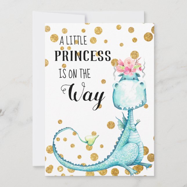 *~* Joli Dragon Bleu Baby Girl Shower Invitation (Devant)