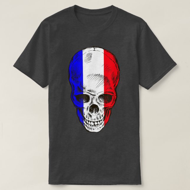 Joli drapeau français avec T-shirt crâne (Design devant)