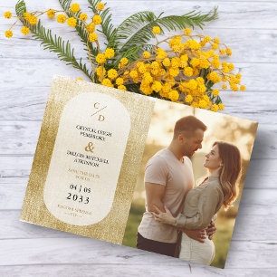 Joli Effet Texturé Doré pour Initiales de Mariage 
