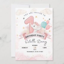 Joli éléphant 1er anniversaire invitation fête