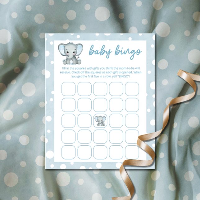 Joli Elephant bleu bébé jeu de bingo (Créateur téléchargé)