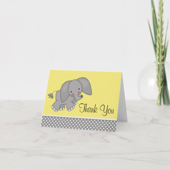 Joli Eléphant Jaune Merci Cartes (Devant)