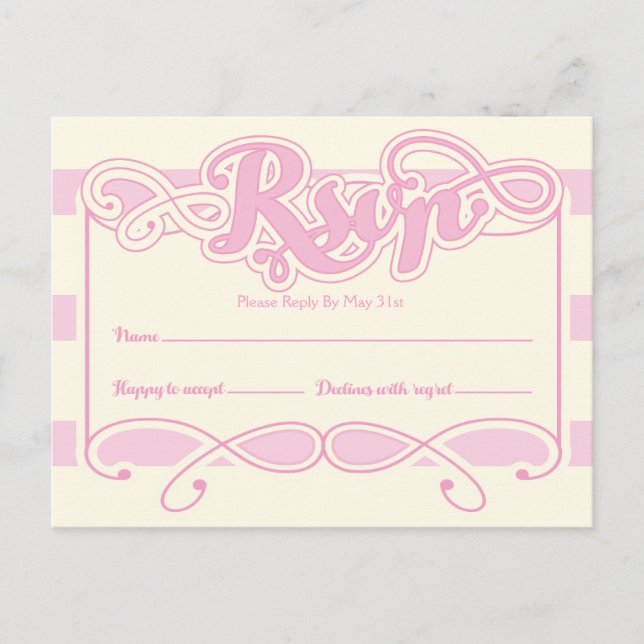 Joli En Baby shower Rose, Cartes RSVP (Devant)