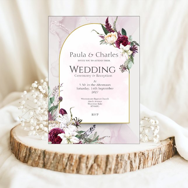 Joli en Faire-part de mariage rose (Créateur téléchargé)
