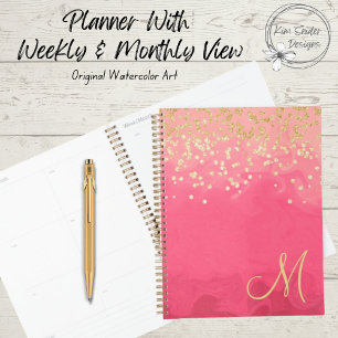 Joli en rose avec Parties scintillant or et Monogr