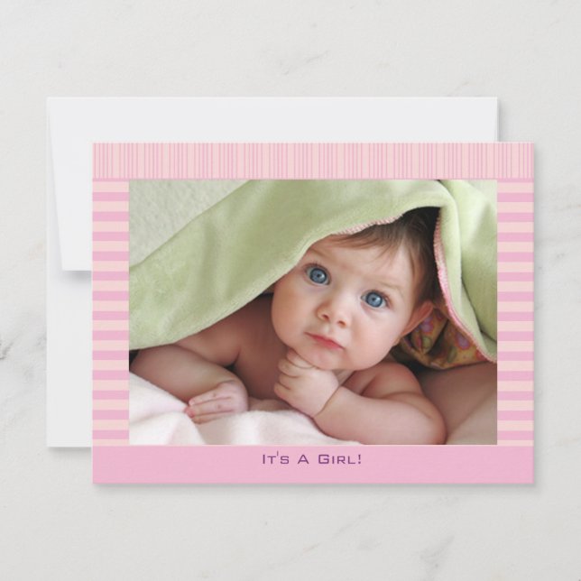 Joli En Rose Baby Girl Faire-part (Devant)