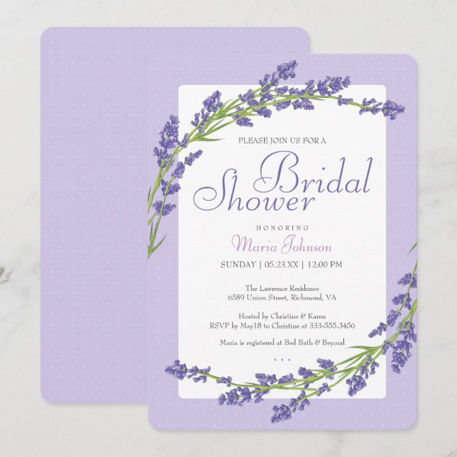 Joli en Violet | Invitation à une Fête de Fiançail (Devant / Derrière)