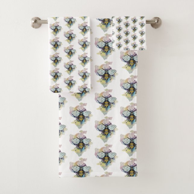 Joli Ensemble De Serviettes De Bain En Abeille Et  (En situation)