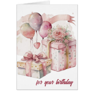 Joli Enveloppé rose présente carte d'anniversaire