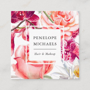 Joli et coloré Floral Carré Carte de visite