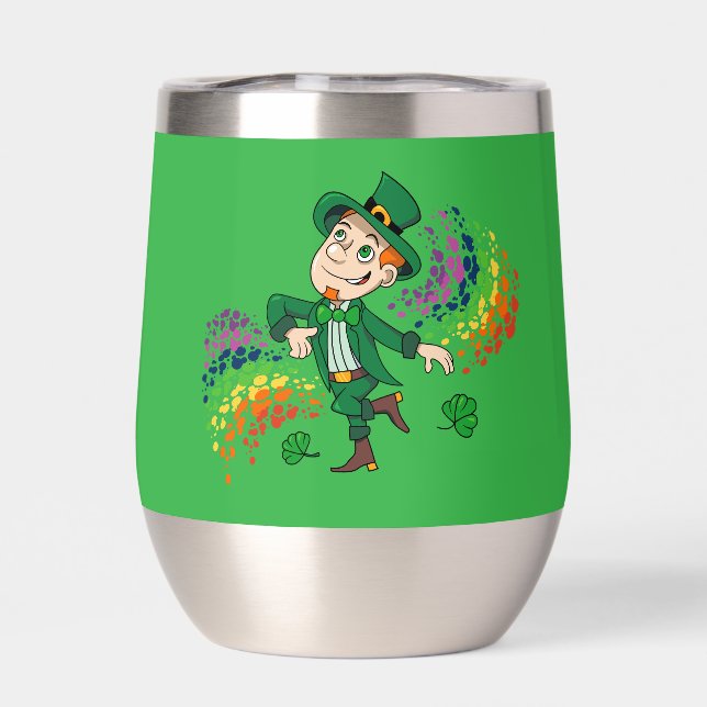 Joli et souriant dancing leprechaun, un arc-en-cie (Arrière)