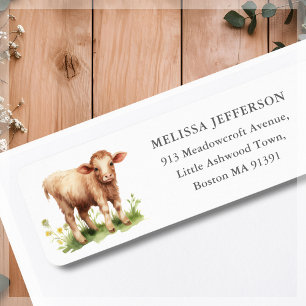 Joli Étiquette de adresse Brown de la ferme de vac
