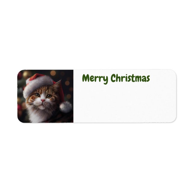 Joli étiquette de adresse de chat Noël (Devant)