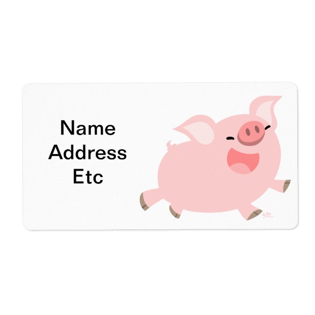 Joli Étiquette de livraison de cochon de dessin jo (Devant)