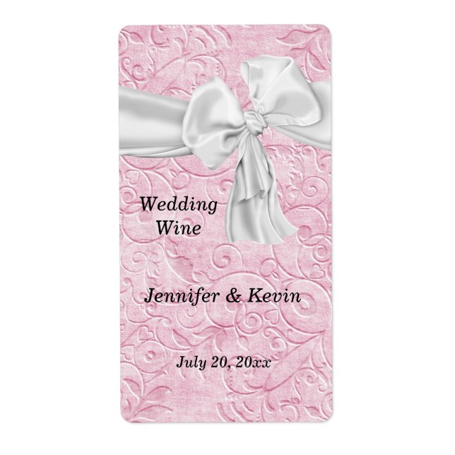 Joli Étiquette de vin Mariage rose et blanc (Devant)